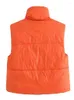 Coletes femininos HWL Colete curto acolchoado de algodão com zíper gola alta sem mangas Puffer Gilet Casacos quentes Streetwear