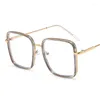 Lunettes de soleil Cadres Lunettes Carrées Cadre Anti-lumière Bleue Vintage Lunettes Unisexe Surdimensionné Optique Métal Transparent Lentille Claire Lunettes