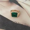 Cluster Rings Classic Gold Color Plating Peacock Blue Square Ring For Women Girl Elegant Chic Unique Party Modern Signet Casual Office