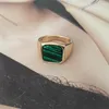 Cluster Rings Clássico Banhado a Ouro Azul Pavão Anel Quadrado Para Mulheres Menina Elegante Chique Exclusivo Festa Moderno Sinete Casual Escritório