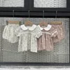 衣類セット夏の幼児の女の赤ちゃん2PCS服セット綿ピーターパンカラー半袖トップPPショートパンツシンスーツ幼児服