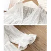 Outdoor Shirts New Girls White Blouse Cardigan Kids Thin Outwear Summer For Girl Lace Hollow Sun Protection Shirt Fashion Clothes 4-13y Jacket J230605