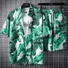 Mannen Trainingspakken 2023 Strand Kleding Mannen 2 Delige Set Sneldrogende Hawaiian Shirt En Shorts Mode Kleding Afdrukken Casual outfits Zomer