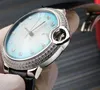 Série balão azul, relógio feminino, carregando movimento West iron City importado, pulseira de couro de bezerro, escolha deusa multicolorida preferida, diâmetro 36 mm