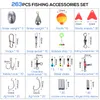 Balıkçılık Kancaları 263pcsset Fishing Aksesuarları, plakalı jig kancaları dahil olmak üzere takla kutusu ile set platin ağırlık dalgalanmalar snaps platin slaytları 230603