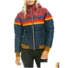 Vestes pour femmes femmes donsignet femme down coat 2022 arc-en-ciel décontracté zipup rayé plus taille de chape