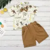 Kleding Sets Jongens Zomer Peuter Baby Cartoon Animal Print Korte mouw Bowtie T-shirt Broek Xmas Holiday Beach Kleding