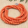 Kedjor 6mm orange konstgjorda korall runda pärlor 3 rader slingrande kedjhalsband för kvinnor högkvalitativa gåvor smycken 18 tum b3184
