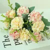 Decoratieve Bloemen 30cm Hortensia Kunstboeket Bruiloft Bloem Voor Bruid Hand Zijde Bloeiende Pioen Fake Home Centerpieces Decor