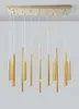 Chandeliers Modern LED Rose Gold Restaurant Chandelier Simple Duplex Building Bar Counter Hall Creative Personality Designer Long Lamps