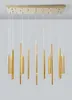 Lampadari Lampadario moderno LED in oro rosa Ristorante Lampadario semplice Duplex Building Bar Counter Hall Personalità creativa Designer Lampade lunghe