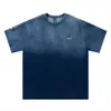 T-shirt tie dye com letras bordadas em degradê top curto masculino verão moda marca t-shirt meia manga solta