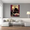 Modern Canvas Art Piano Jazz Brent Heighton Handmade Figurative Oil Painting Contemporary Wall Decor for Living Room