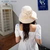 Yaz yeni kadın kova şapka düz renk büyük yaylar açık güneş şapkalar bayan plaj geniş ağzına kadar panama kapağı l230523
