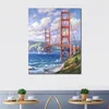 Arte su tela fatta a mano Golden Gate Sung Kim Dipinto Sala da pranzo con decorazioni paesaggistiche impressioniste