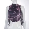 Tanks Camis Women's Cut Vest Tie Dyed High Neck Axless Hem Women's Summer Casual Slim Fit P230605