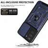Para capas de telefone Samsung Galaxy A03S Multifuncional Push Window Ring Shell Case Holder para S23 Plus S21 Ultra S20 FE A73 A82 5G A03 Slide Protection TPU PC Back Cover
