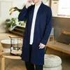 Etnische Kleding Herfst En Winter Chinese Stijl Mannen Windjack Linnen Hanfu Mantel Vest Zonnebrandcrème Jas Japanse Kimono