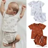 Clothing Sets 0-3Years Newborn Baby Boys Girls Summer Casual Outfits Sun Print O-neck T-shirts and Shorts Pants Children Holiday Cotton