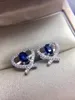 Stud Earrings Love Heart Sapphire Earring Natural Real 925 Sterling Silver Fine Jewelry 4 6mm 2pcs