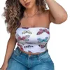 Tanks Camis Hot Sexy Sommer Schulter Schmetterling Print Trägerlosen Bandeau Shirt frauen Top Casual Kleidung P230605