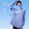 야외 셔츠 UPF 50+UV Sun Protection Tops 여성 후기 아이스 실크 실크 조밀 한 울트라틴 선 스크린 재킷 야외 빠른 건조 낚시 러닝 코트 J230605