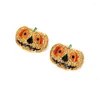 Stud Earrings Colorful Rhinestone Grimace Pumpkin Women Enamel Cartoon Crystal Lantern For Halloween Jewelry
