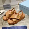 2023-Designer Sandales Plate-forme Talons Monolithe Sandale D'été De Mode Nappa En Cuir Véritable Sandales Plage Sandels Chaussures