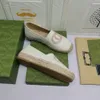 Interlocking G Canvas broderade espadrilles loafers skor sommarslip på jute plattform sandaler handgjorda sko för kvinnor avslappnad luxe lägenheter fabrikskor