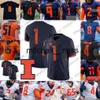 Mit8 Personnalisé Illinois Fighting Illini 2 Reggie Corbin 4 Ricky Smalling 87 Daniel Barker 26 Mike Epstein Bleu Orange Blanc Hommes Jeunesse Kid Jersey