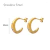 Hoop Earrings ZJ 2023 Fashion Stainless Steel Non-tarnish Minimalist French Elegant Geometric Hook Cubic Zirconia Women