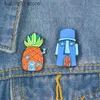 Pins Brooches Cartoon brooch octopus brother sponge pineapple house brooch metal badge T230605