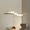 Kroonluchters Hanglampen LED-lamp Restaurantkroonluchter Scandinavische stijl Houtnerf Magische bonen Effen Eenvoudige barstrip