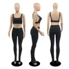 Calças femininas de duas peças conjunto feminino colete top cropped macacão joggers 2 Kint trajes femininos roupas de ginástica longas conjuntos de ginástica