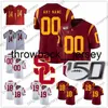 THR Custom USC Trojans 2020 NCAA Football Men Youth Kid 9 Juju Smith-Schuster Slovis Pittman Simpon Seau Bush Malepeai 150th Red White Jersey