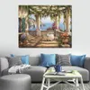 Handmade Canvas Art Morning Terrace Sung Kim Painting Dining Area with Impressionistic Landscape Decor