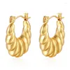 Orecchini a cerchio Trendy Geometric Twisted Thick Fashion Color oro Acciaio inossidabile per donna Elegante regalo di gioielli ZK30