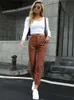 Pantalon Femme Capris Liooil Streetwear Coton Taille Élastique Marron Jean Pantalon Femme Denim Pantalon Avec Poches Nouveau Printemps Femmes Stretch Sexy Jeans J230605