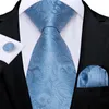 Бабочка мода светло -голубой шелк шелк для мужчин 8 см. Свадебная свадебная галстук набор платка платка заполотки.