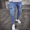 Мужской дизайнер Новый растяжение чернокожих мужских брюк Slim Fit Мужские джинсы