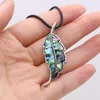 Pendant Necklaces Natural Abalone Shell Leaf Shape Alloy Rope Chain Necklace For Women Men Trendy Jewelry Gift 50x15mm