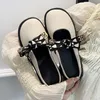 Baotou halbe Hausschuhe Frauen Sommer tragen Mode Senior Schleife Sandalen ohne Absatz faule Sandalen Damenschuhe Damenschuhe Schuhe