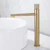 Bathroom Sink Faucets Brushed Gold Basin Solid Brass Mixer & Cold Single Handle Deck Mounted Lavatory Taps Nordic Style