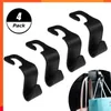 New 4pcs/set Universial Car Storage Black Hooks Headrest Hooks Car Seat Hanger Hook Organizer Handbag Purse Plastic Storage Holder