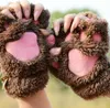 Dame Winter Vingerloze Handschoenen Wanten Fluffy Bear Cat Pluche Paw Claw Half Finger Glove Soft Half Covered Dames Vrouwelijke sportfietshandschoenen