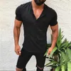 T-shirt da uomo Summer Fashion Slim scollo a V manica corta Muscle Tee T-shirt Casual Fit Top Causale Uomo Pullover Solid T-shirt Top Abbigliamento