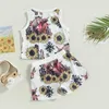 Kläder sätter 0-24 m småbarn pojkar set cow head print tank top med elastiska midjeshorts sommar avslappnad 2 st-outfit