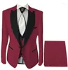 Herrdräkter beige brun burgundy kungblå män suita en knapp svart lapel smoking brudgummen prom blazer terno masculino 3 st jacka byxväst