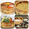 Учетные наборы наборы ковша суши, подающие контейнеры, хранилище паровар для пароварки, круглый ресторан, деревянный японский стиль, смешивание риса
