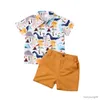Giyim Setleri 2 PCS Erkek Yaz Bebek Giysileri Pamuk Kısa Kollu Dinozor Gömlek ve Şort Çocuk Çocuk Takımları